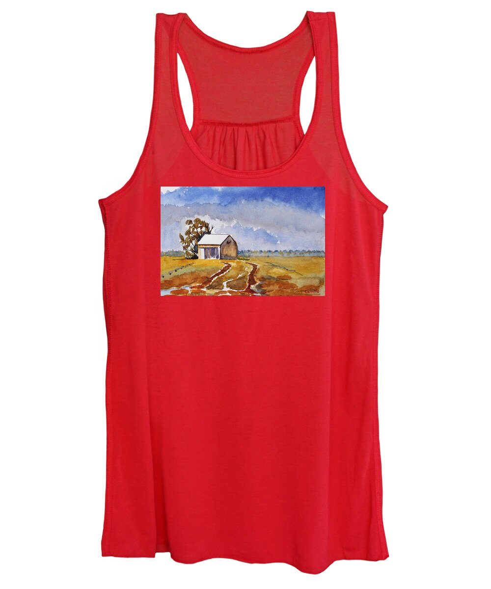 Rural Landscape Women's Tank Top featuring the painting Country Barn by Ruben Carrillo