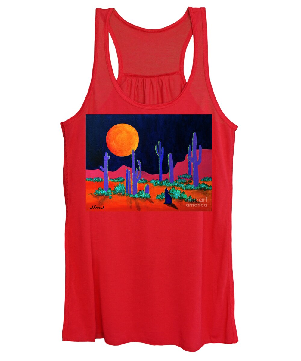 Art Women's Tank Top featuring the painting Coyote Moon by Jeanette French