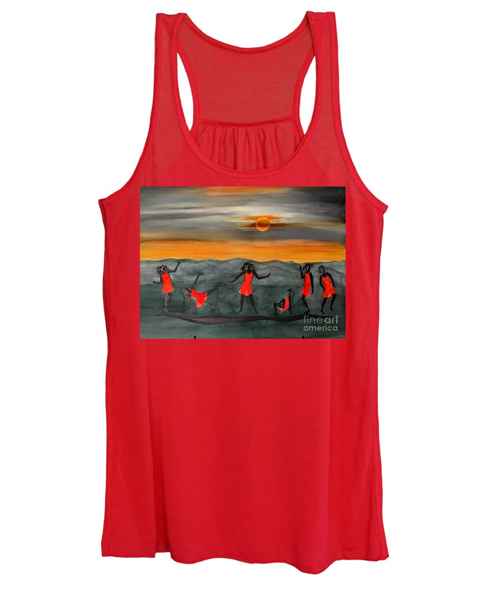 Sky Women's Tank Top featuring the painting Dances with the Moon by Karen Ann