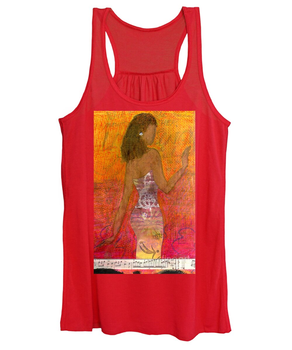 Greeting Cards Women's Tank Top featuring the mixed media Dancing Lady by Angela L Walker