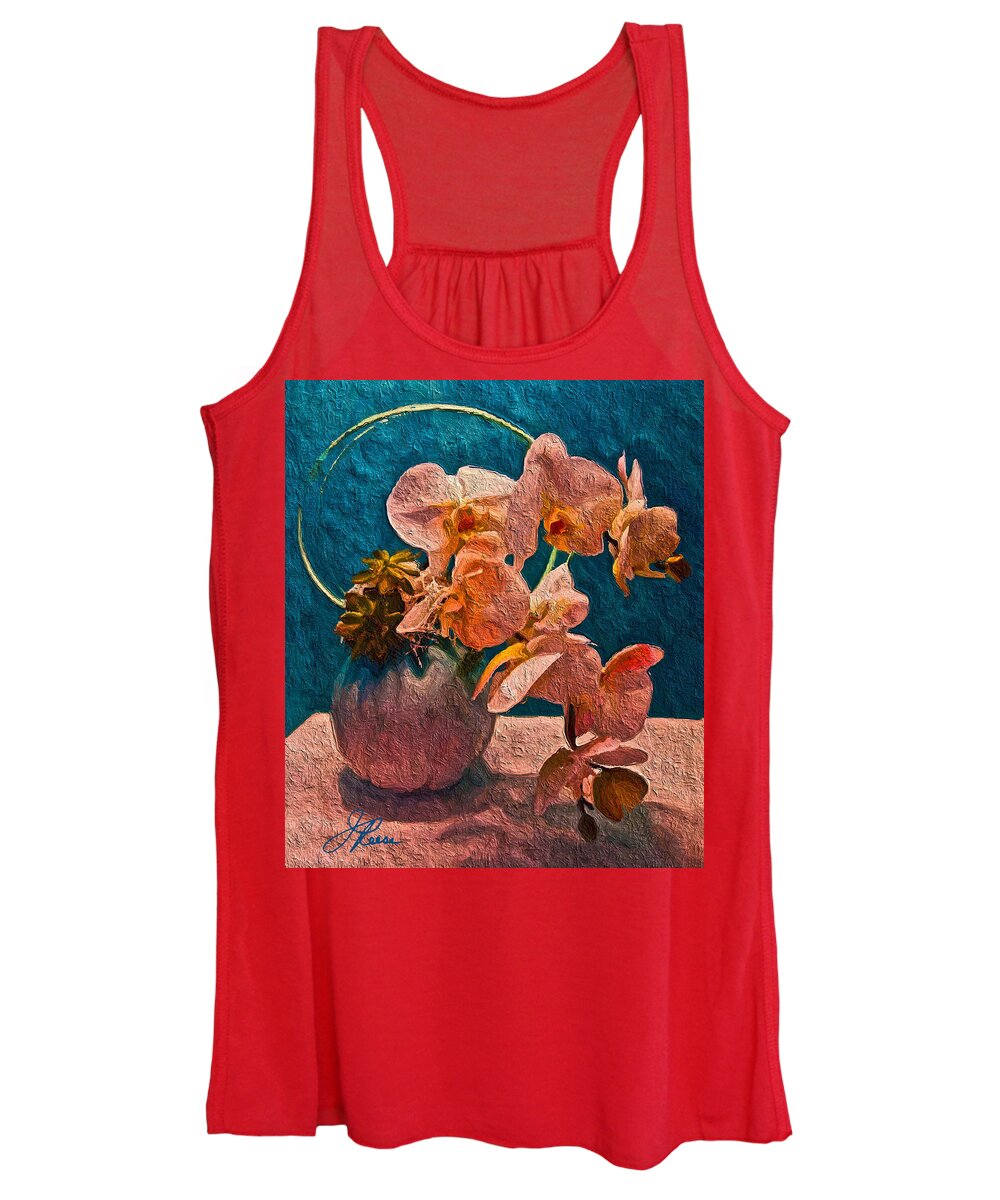 Blue Women's Tank Top featuring the painting Designer Floral Arrangement by Joan Reese