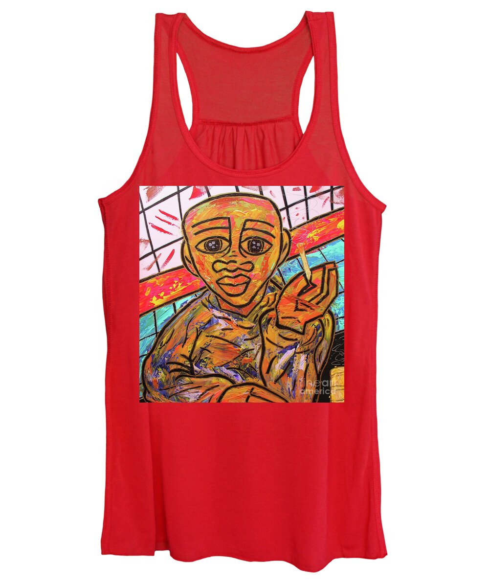 Acrylic Women's Tank Top featuring the painting Diners At The Bar by Odalo Wasikhongo