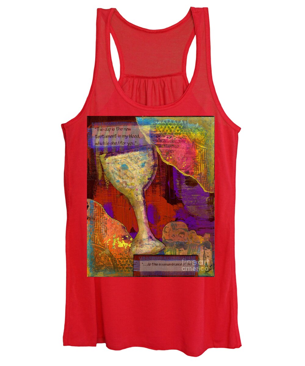 Wood Women's Tank Top featuring the mixed media Do This in Remembrance by Angela L Walker