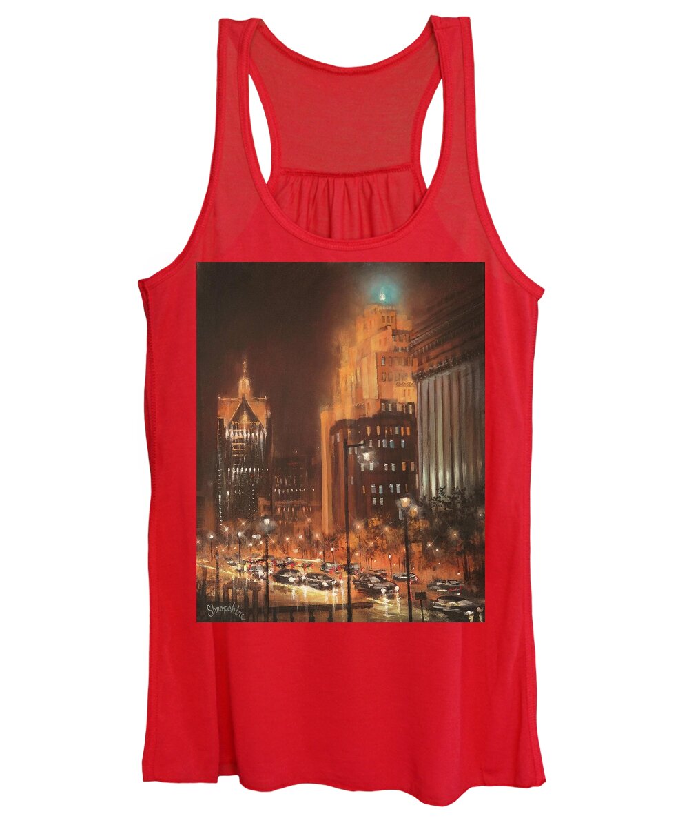 Milwaukee Women's Tank Top featuring the painting East Wisconsin Avenue by Tom Shropshire