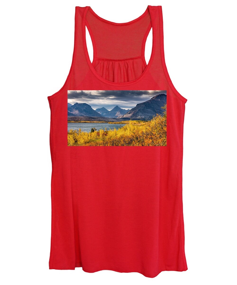 Glacier Women's Tank Top featuring the photograph Fall colors in Glacier National Park by Pierre Leclerc Photography