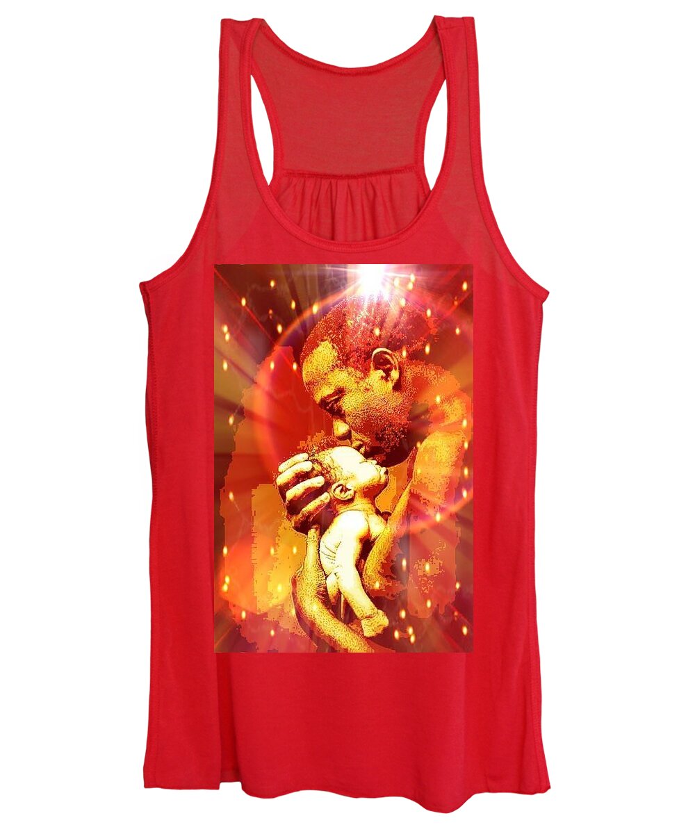 Digital Art Women's Tank Top featuring the digital art Father and Son by Karen Buford