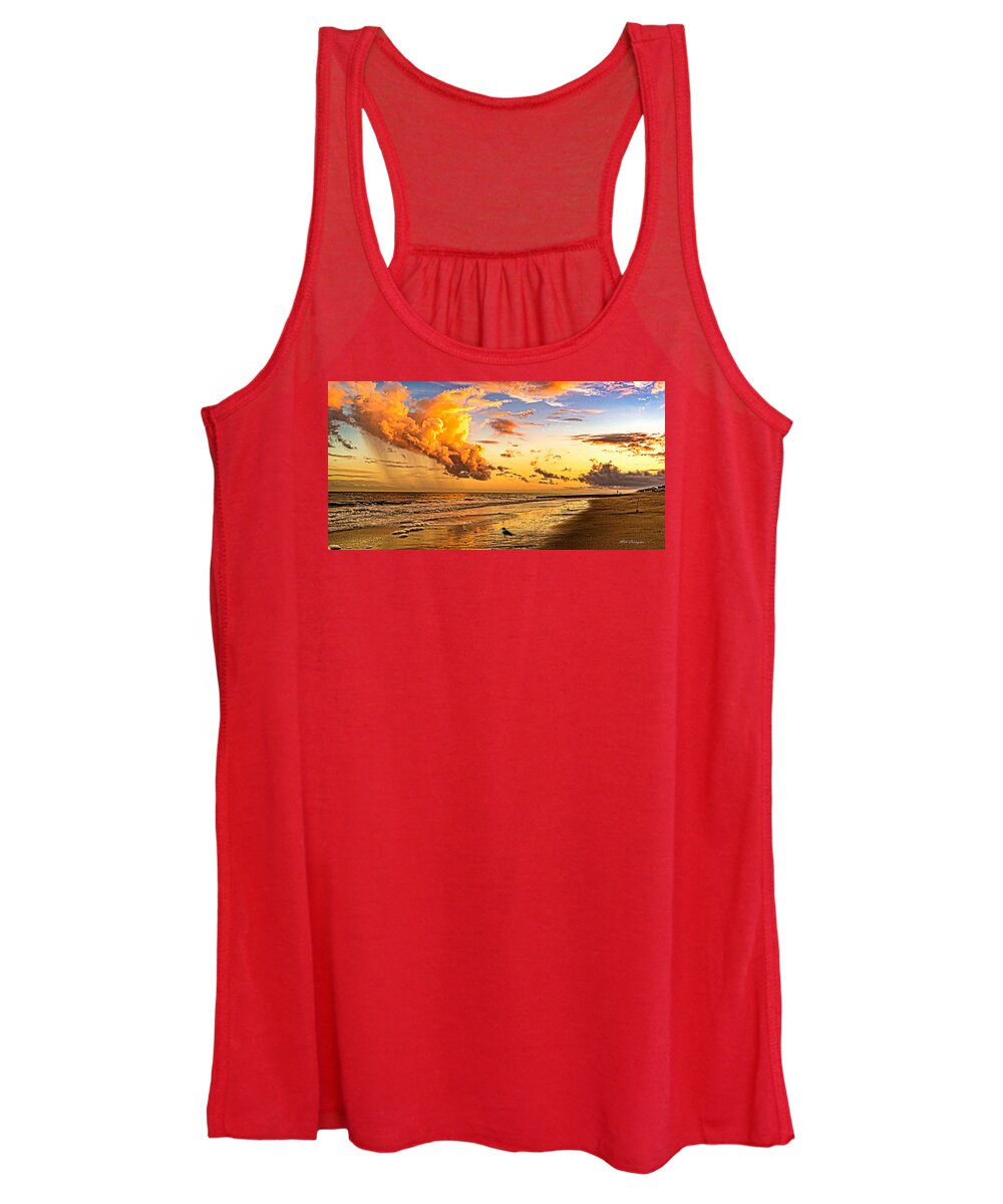 Edisto Beach Women's Tank Top featuring the photograph Fire in the Sky by Mike Covington