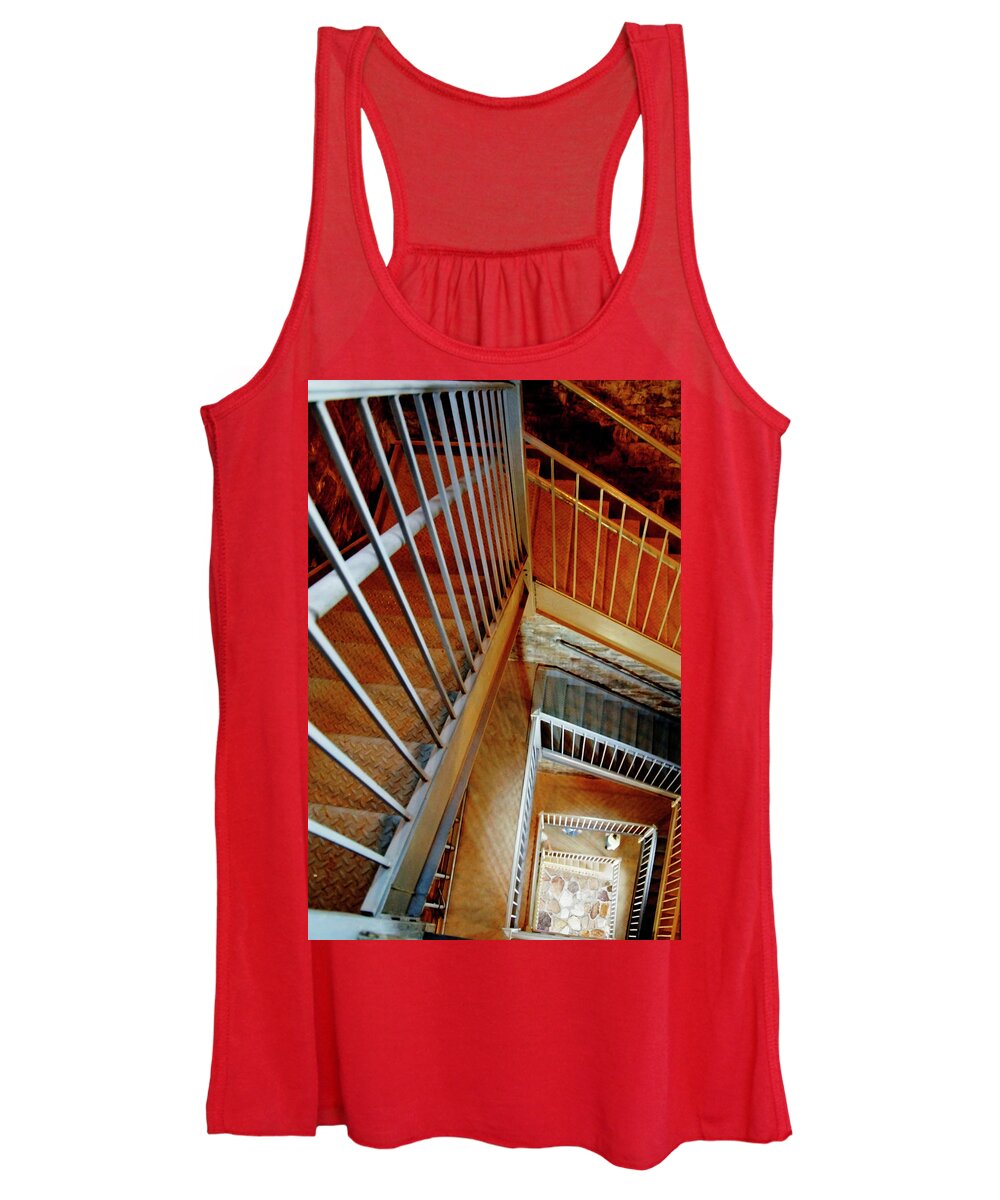 Tower Women's Tank Top featuring the photograph Fire Tower Stairs by Frances Miller