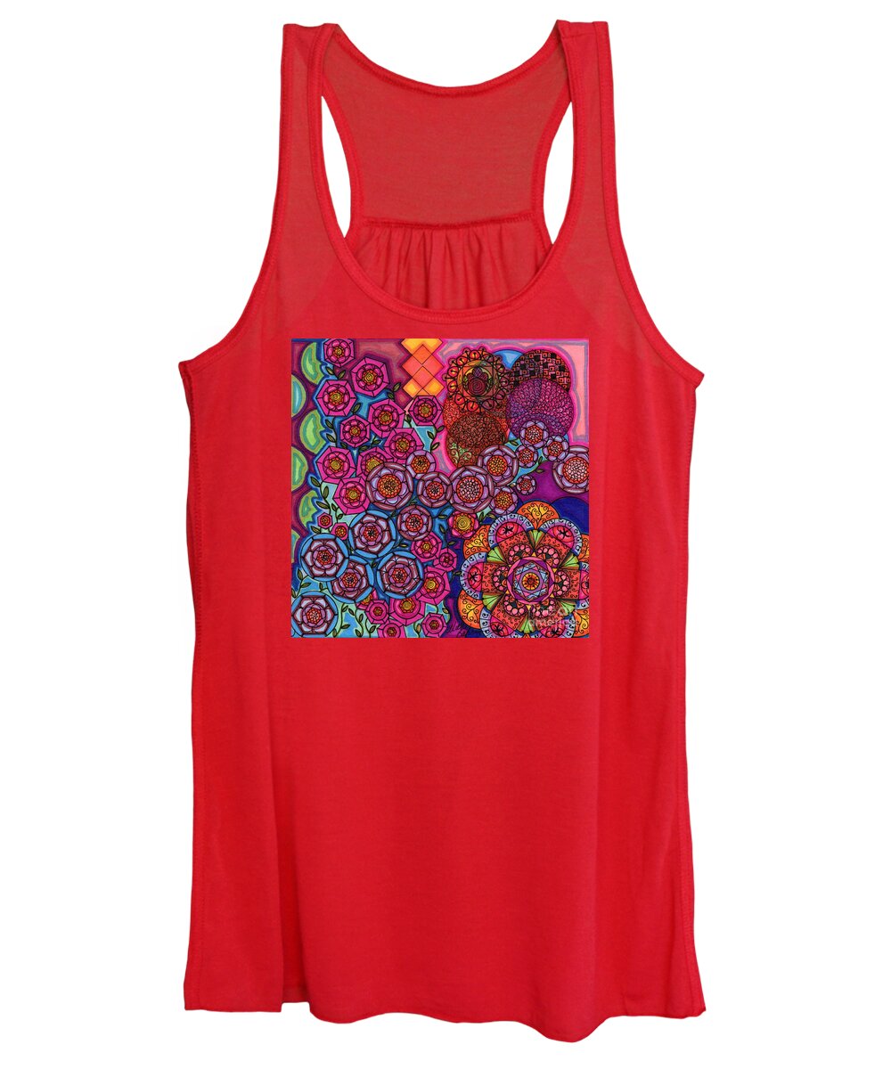 Abstract Women's Tank Top featuring the painting Flower Power by Vicki Baun Barry
