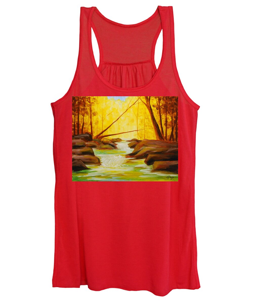 Creek Women's Tank Top featuring the painting Golden Hour by Emily Page