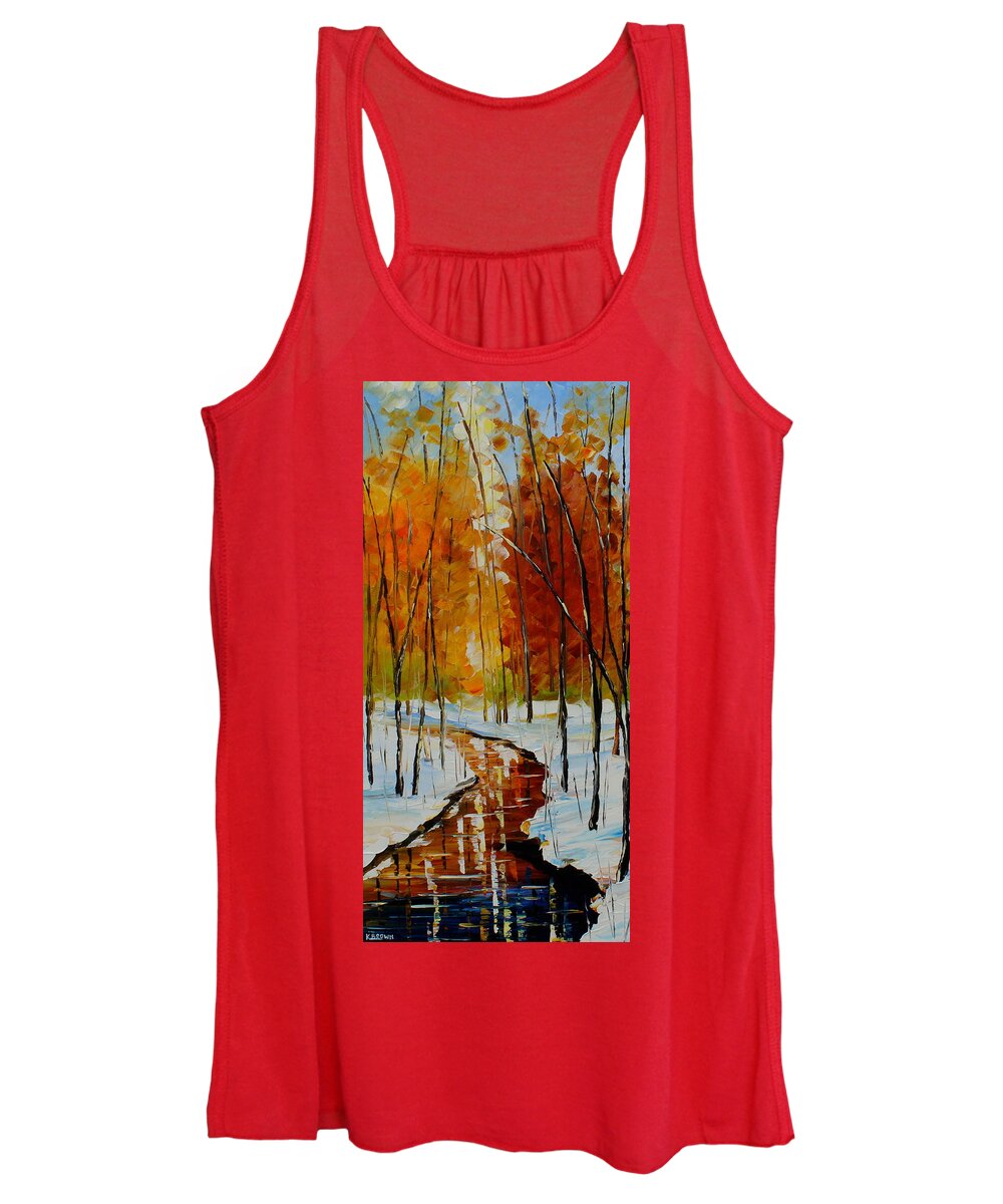 Winter Women's Tank Top featuring the painting Golden Winter by Kevin Brown