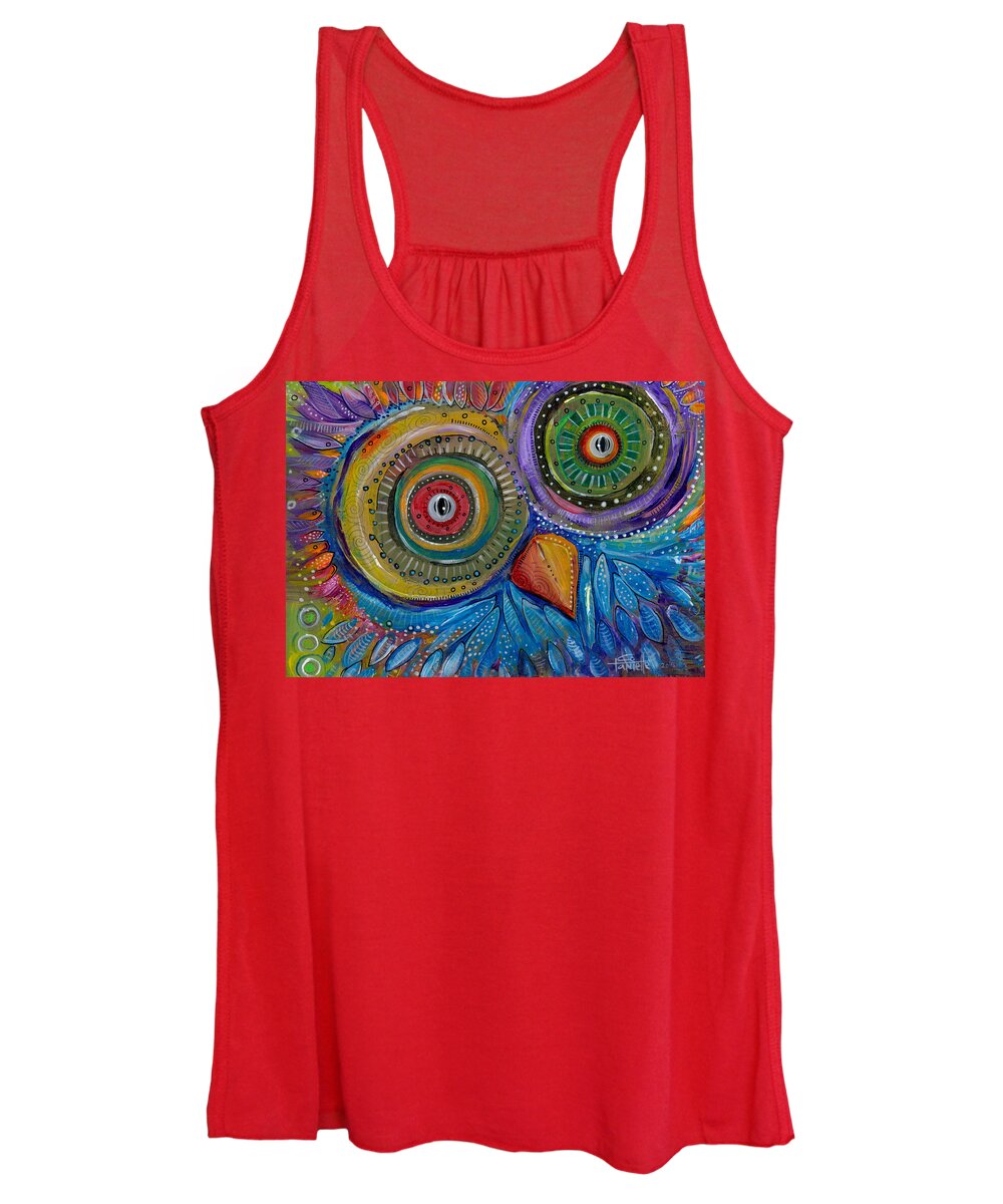 Owl Women's Tank Top featuring the painting Googly-Eyed Owl by Tanielle Childers