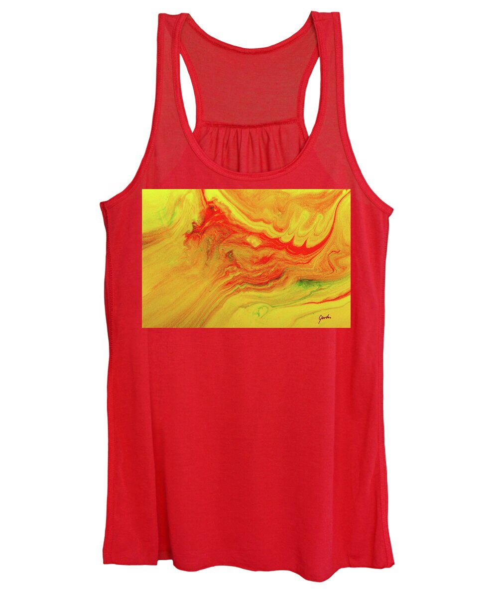 Abstract Women's Tank Top featuring the painting Gratitude - Red And Yellow Colorful Abstract Art Painting by Modern Abstract
