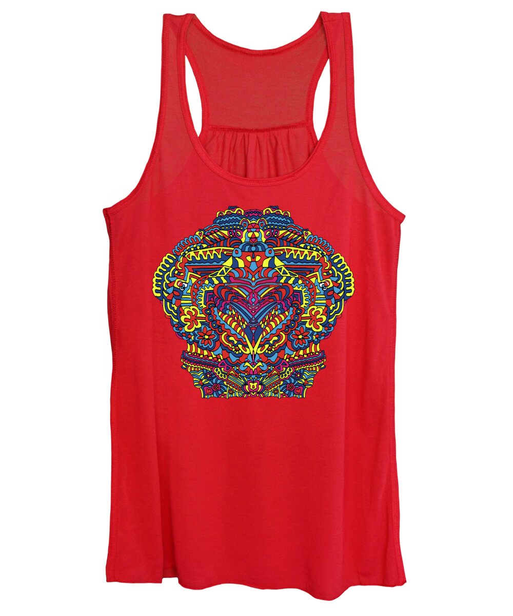 Abstractedness Women's Tank Top featuring the drawing Groovy ZenDoodle Colorful Art by Gravityx9 Designs