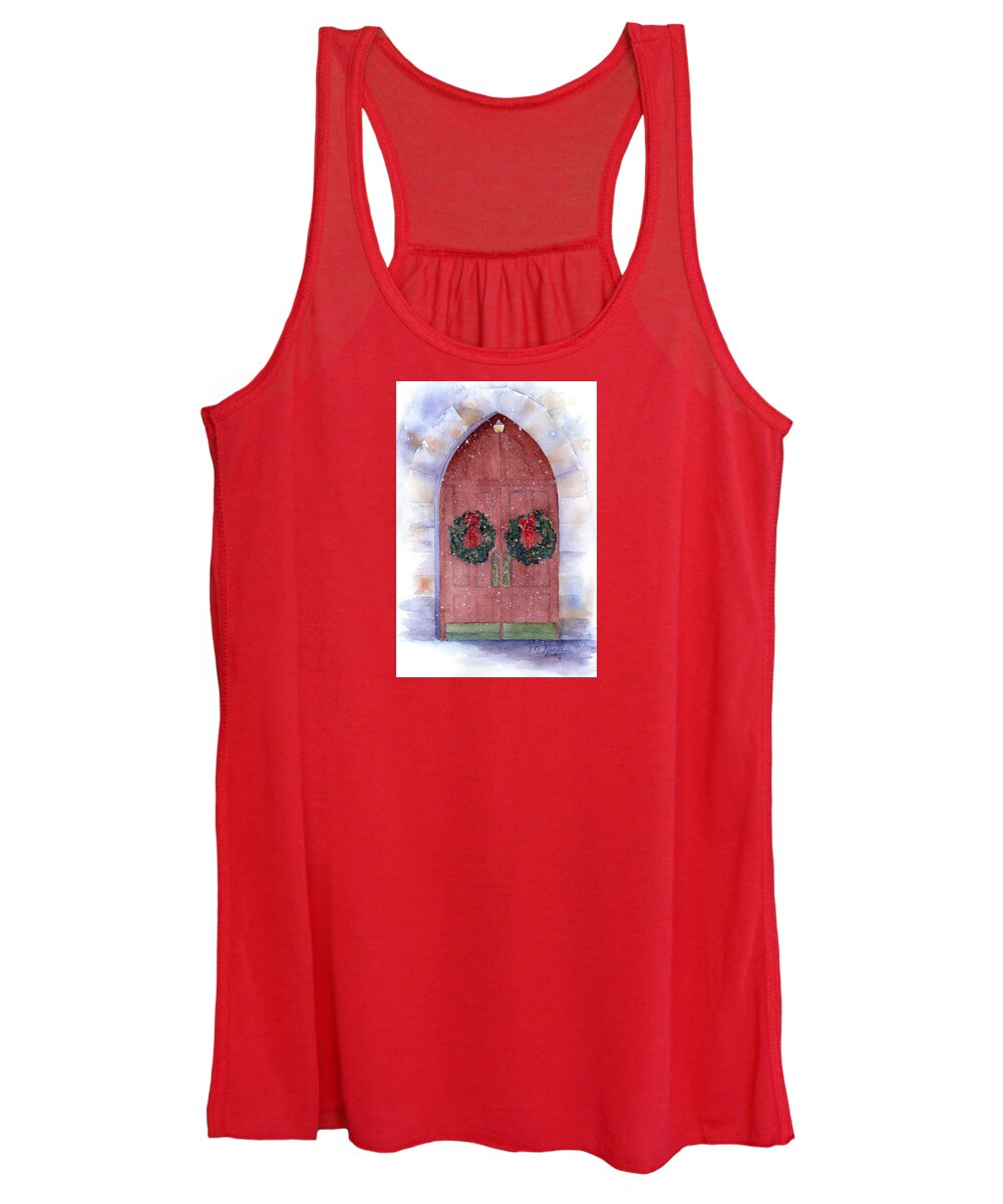 Christmas Women's Tank Top featuring the painting Holiday Chapel by Marsha Karle