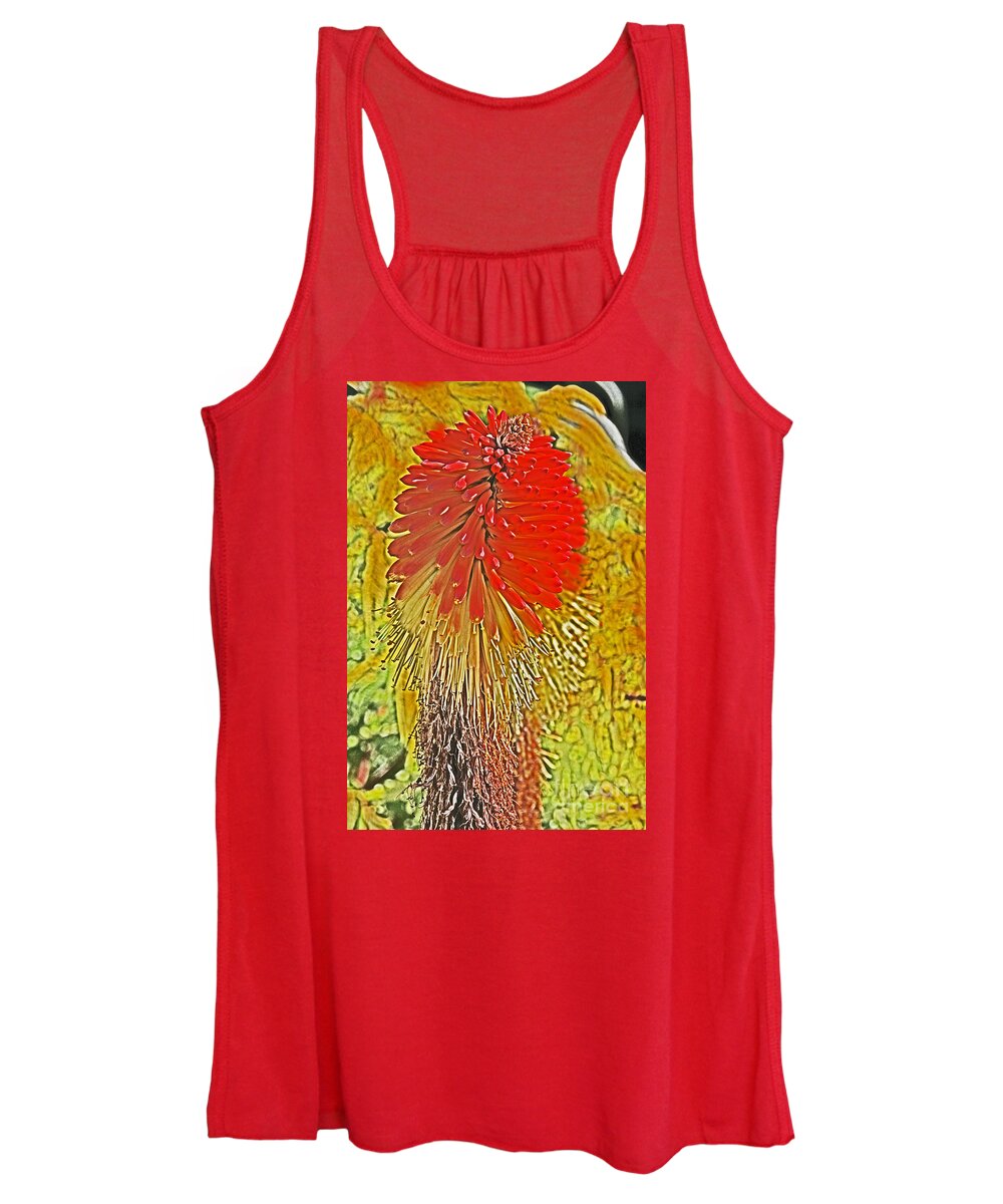 Flower Women's Tank Top featuring the photograph Hot Poker Flower Stylized by David Frederick