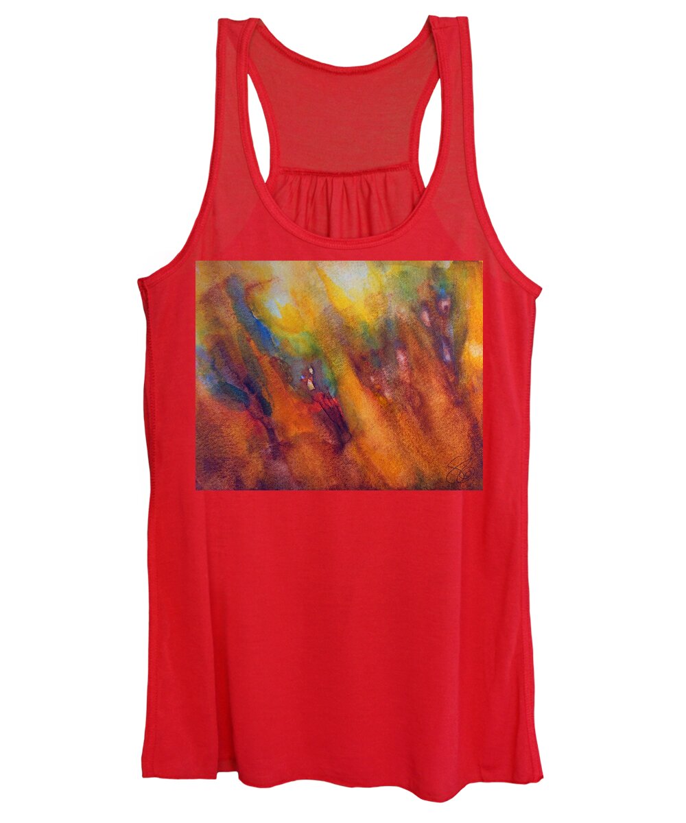 Watercolor Women's Tank Top featuring the painting Hummy hills by Suzy Norris