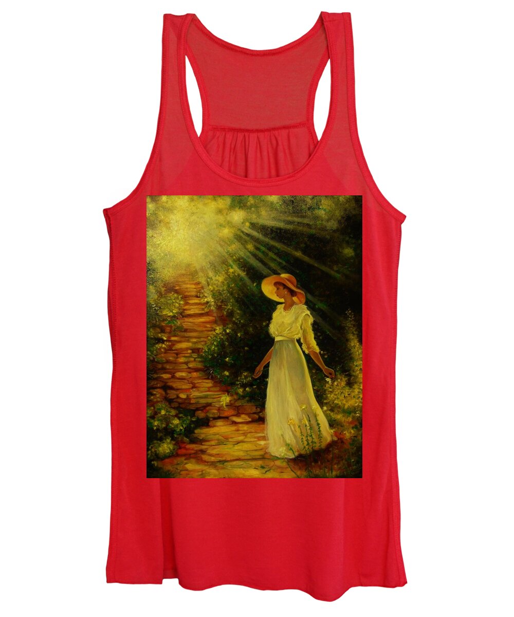 African American Landscape Picture Of A Woman Seeing The Light Women's Tank Top featuring the painting I See The Light by Emery Franklin