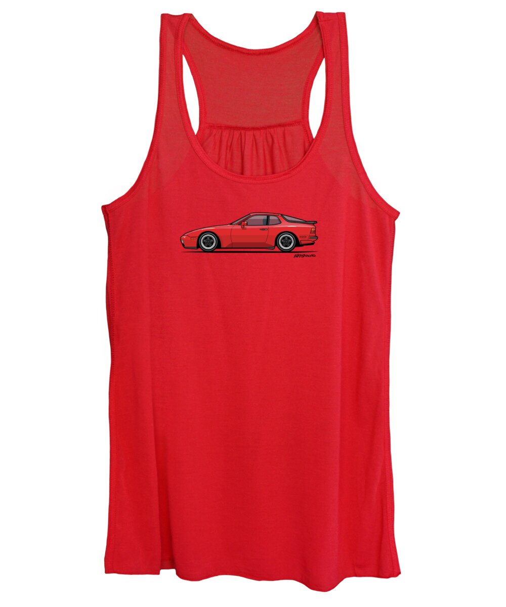 Porsche 944 Turbo Women's Tank Top featuring the digital art India Red 1986 P 944 951 Turbo by Tom Mayer II Monkey Crisis On Mars