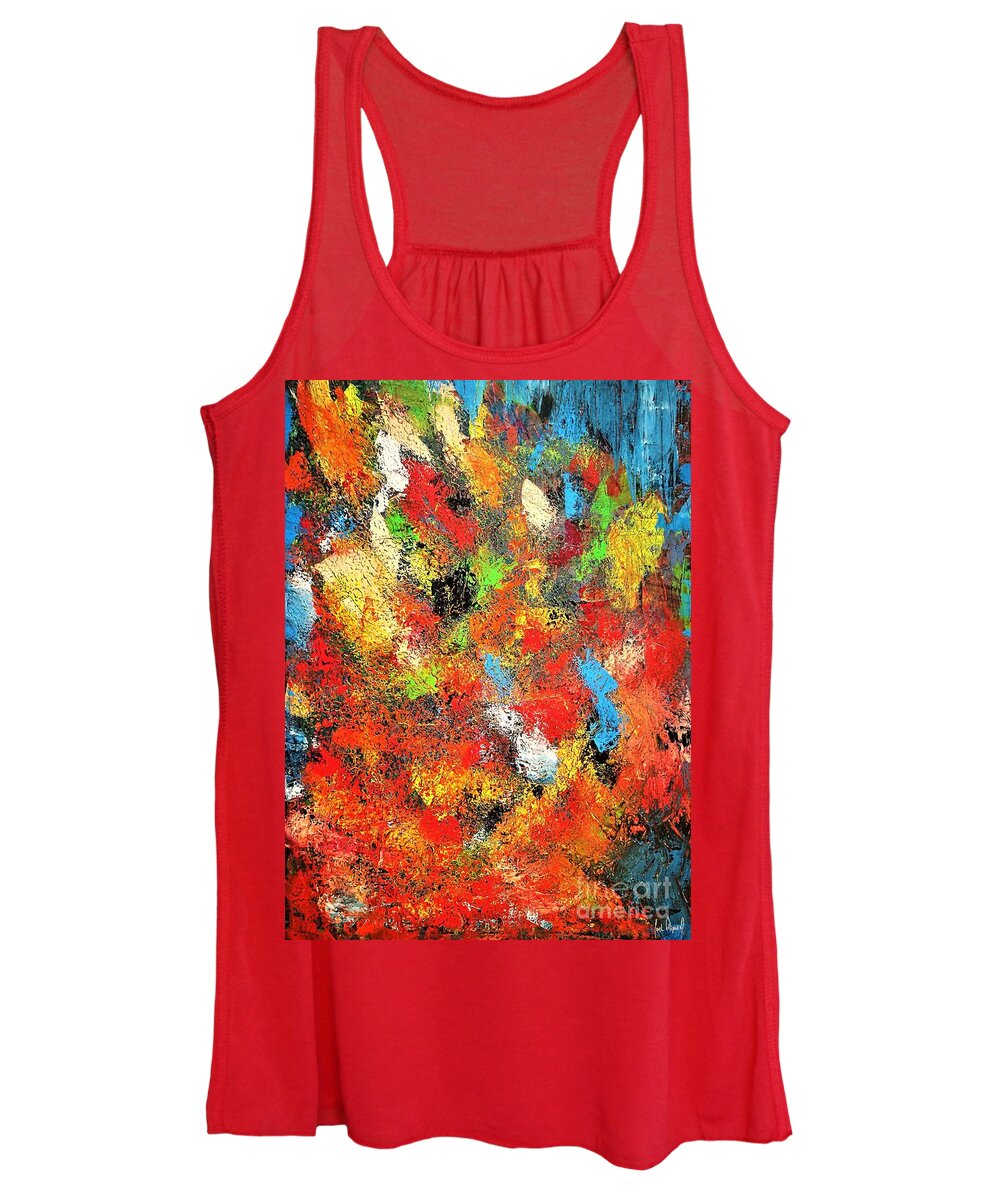 Abstract Art Women's Tank Top featuring the painting Inevitable Summer Within by Jarek Filipowicz