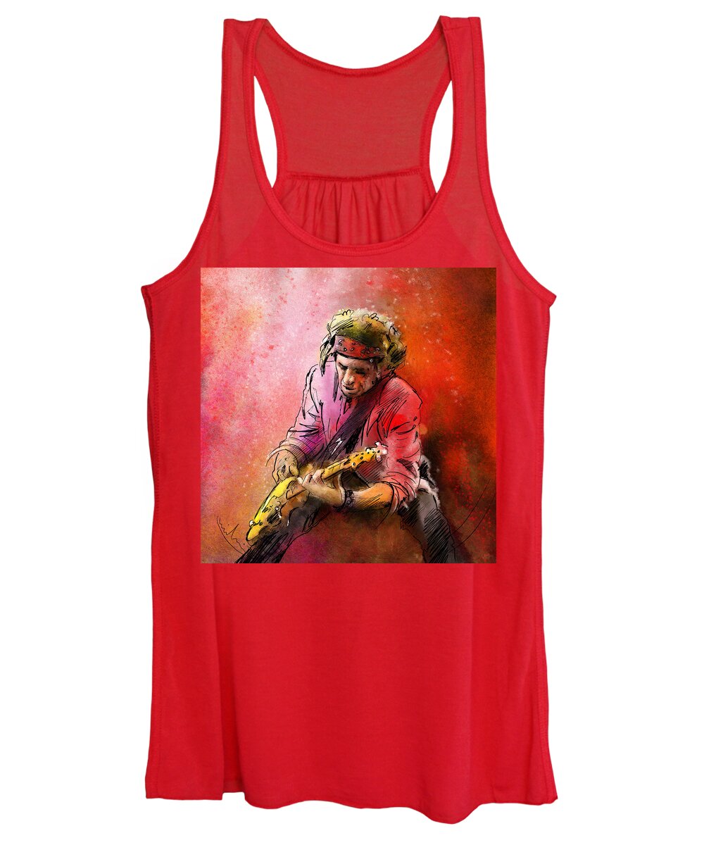 Music Women's Tank Top featuring the painting Keith Richards by Miki De Goodaboom