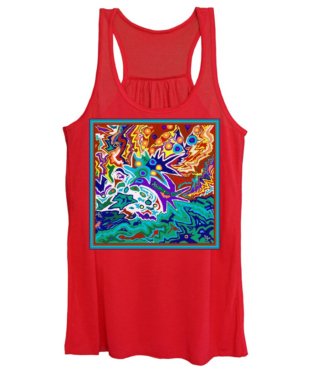 Life Women's Tank Top featuring the painting Life Ignition option 2 with Borders by Julia Woodman