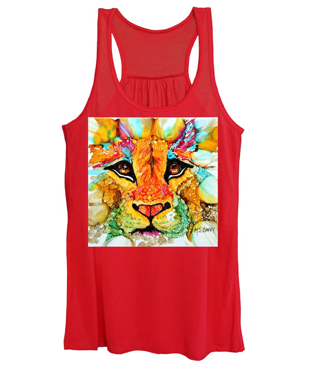 Lion's Head Women's Tank Top featuring the painting Lion's Head Gold by Maria Barry