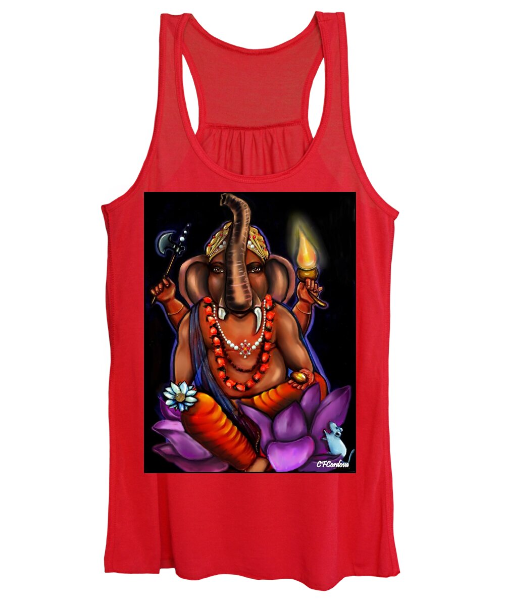 Ganesh Women's Tank Top featuring the painting Lord Ganesh by Carmen Cordova