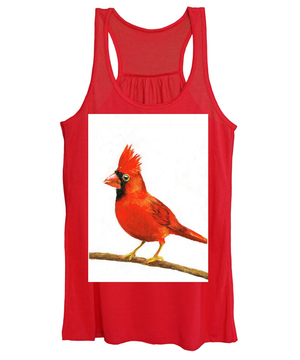 Cardinal Women's Tank Top featuring the painting Male Cardinal by Donna Tucker