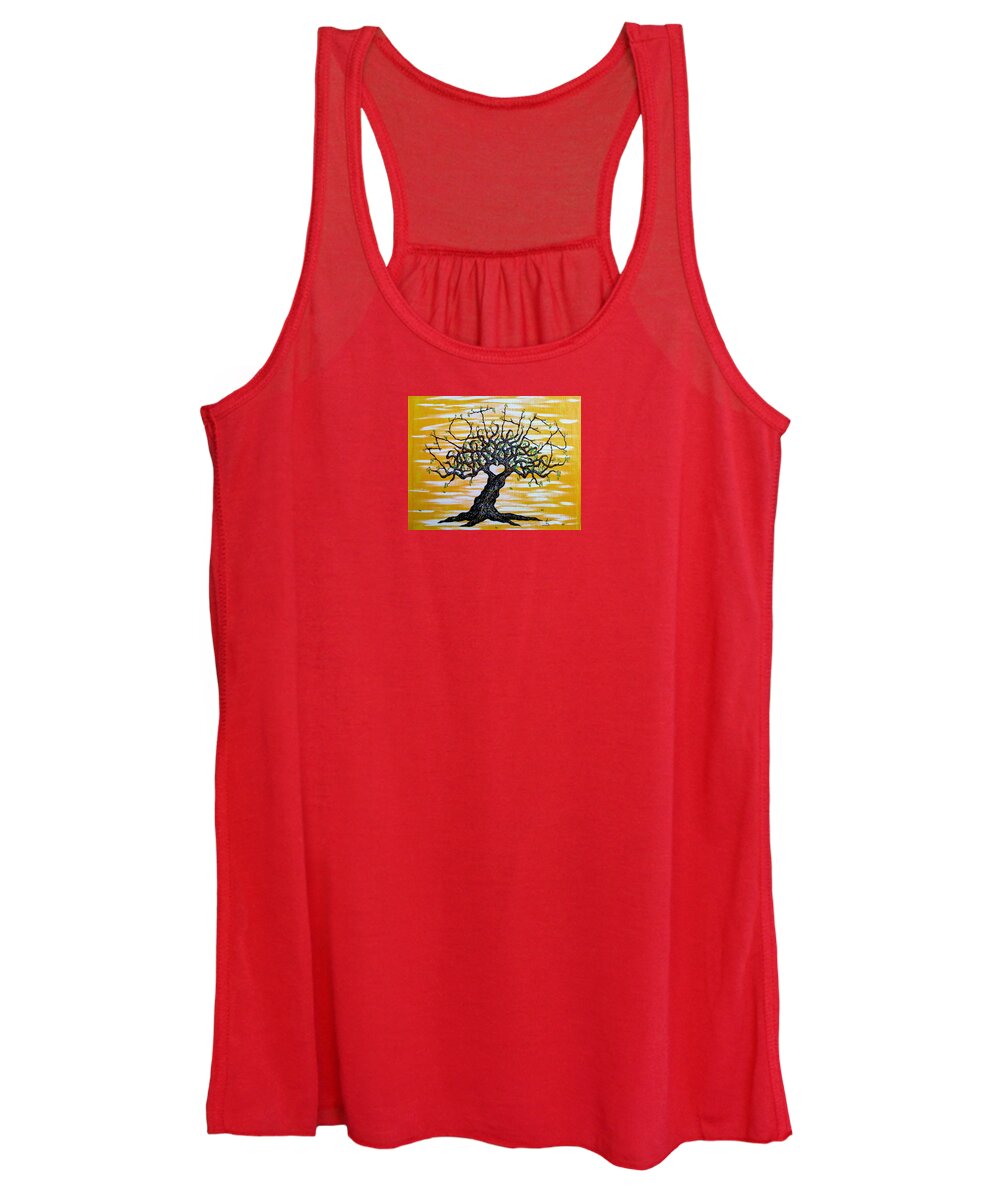 Mother Women's Tank Top featuring the drawing Mother Love Tree by Aaron Bombalicki
