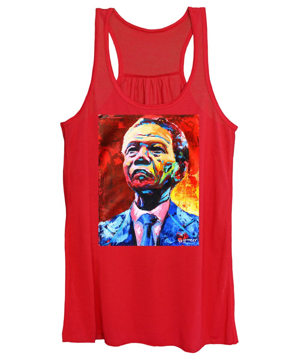 True African Art Women's Tank Top featuring the painting Nelson Mandela 3 by Evans Yegon