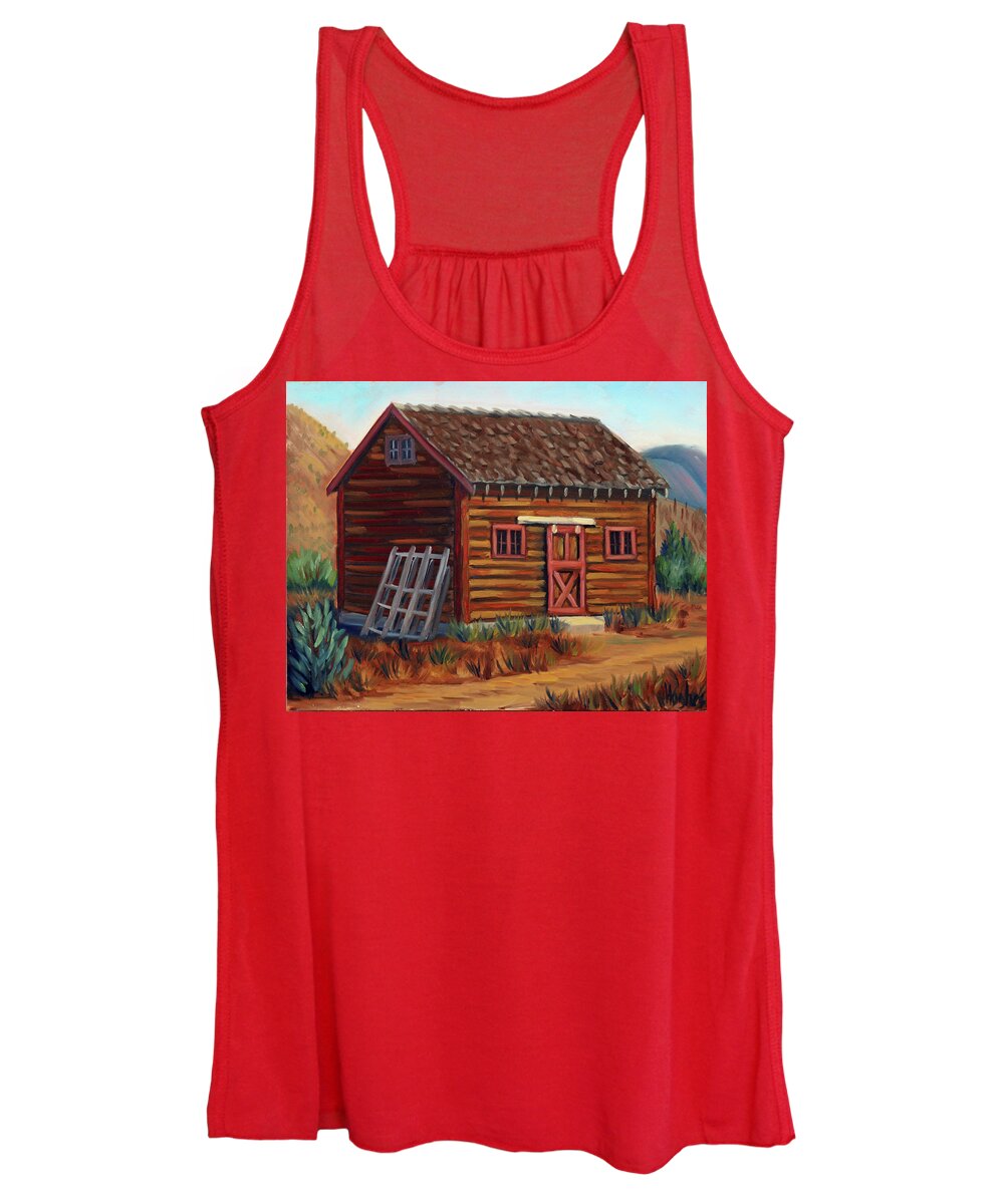 Cabin Women's Tank Top featuring the painting Old Cabin by Kevin Hughes