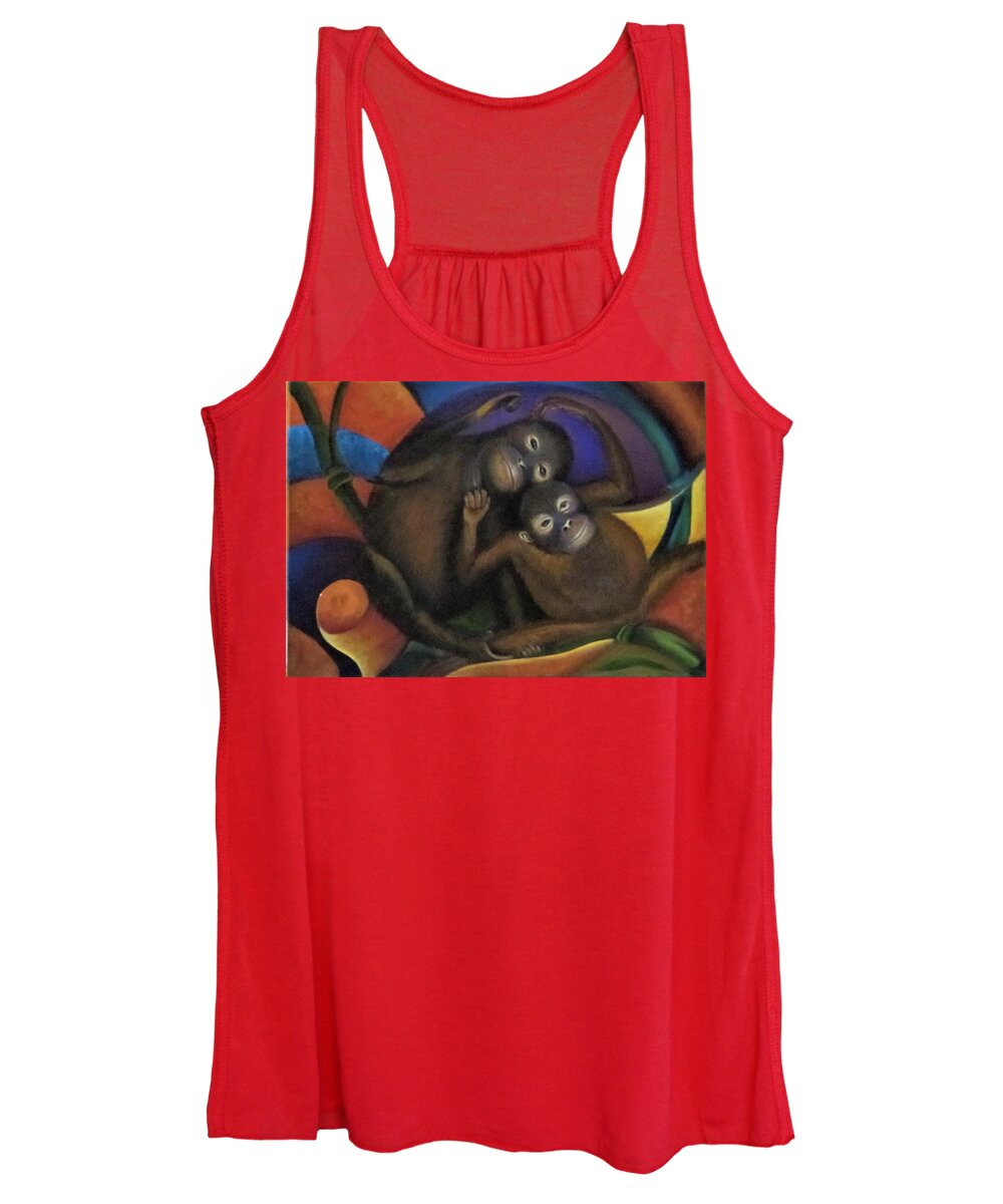 Orangutans Women's Tank Top featuring the painting Orangutans by Sherry Strong