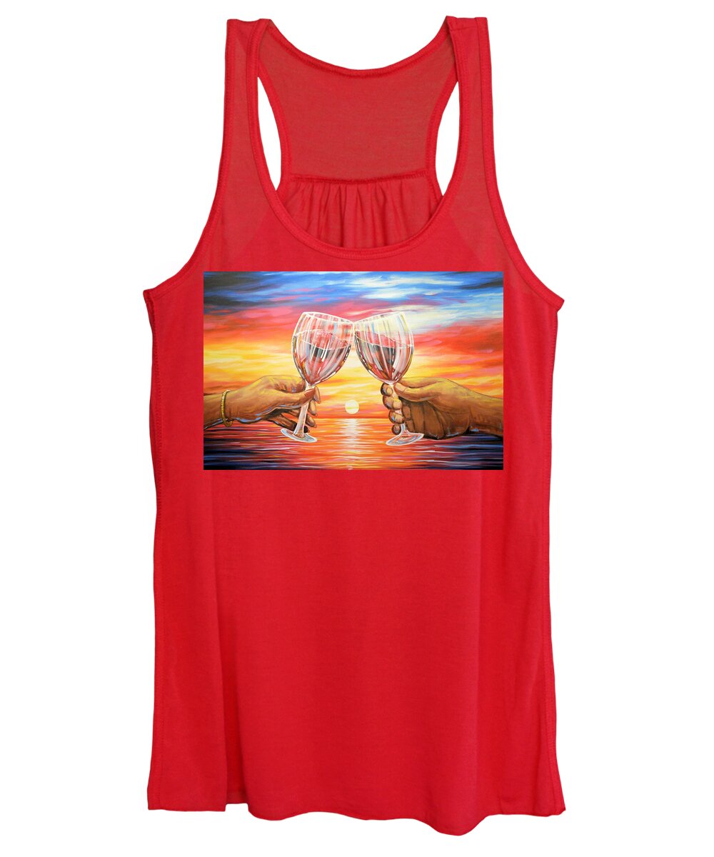 Wine Women's Tank Top featuring the painting Our Sunset by Amy Giacomelli