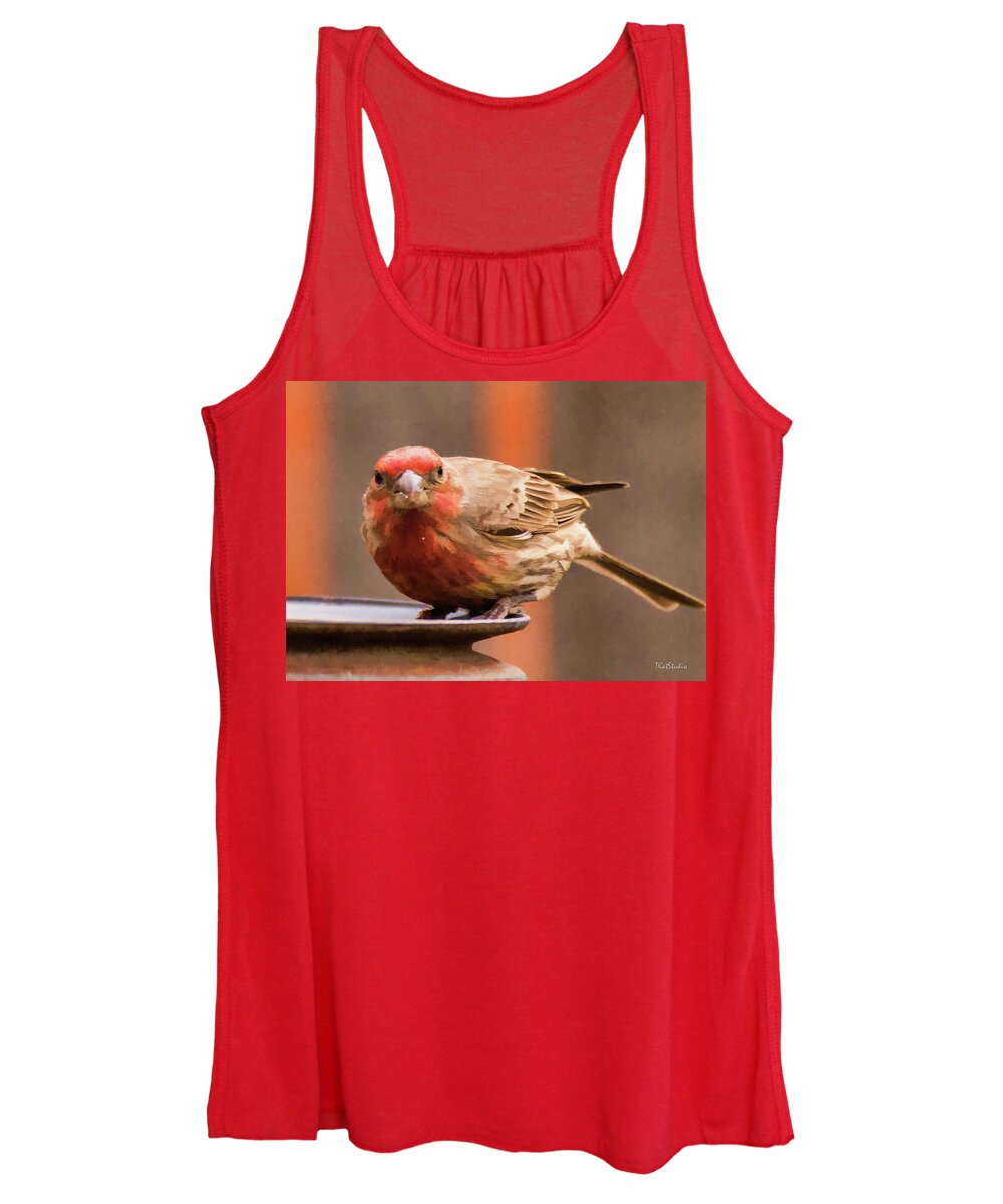 Male House Finch Women's Tank Top featuring the photograph Painted Male Finch by Tim Kathka