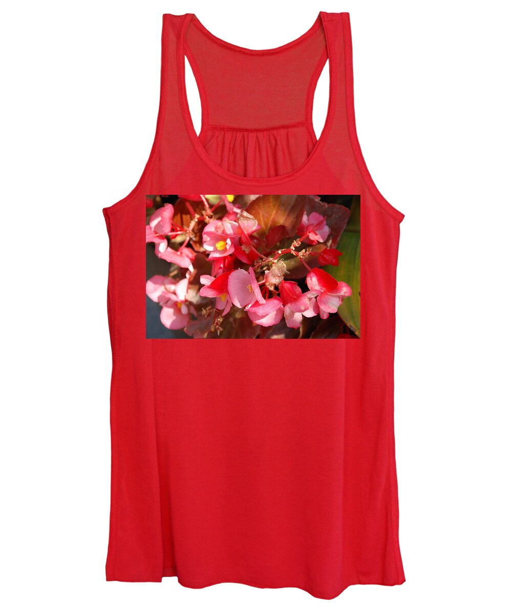 Small Pink Flowers Women's Tank Top featuring the photograph Pink Yellow Centers by Ee Photography