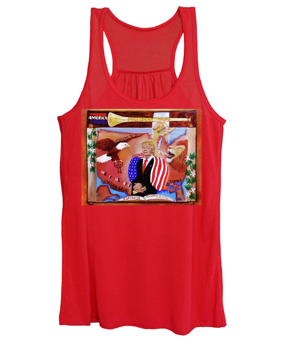 Jennifer Page Women's Tank Top featuring the painting President Trump by Jennifer Page
