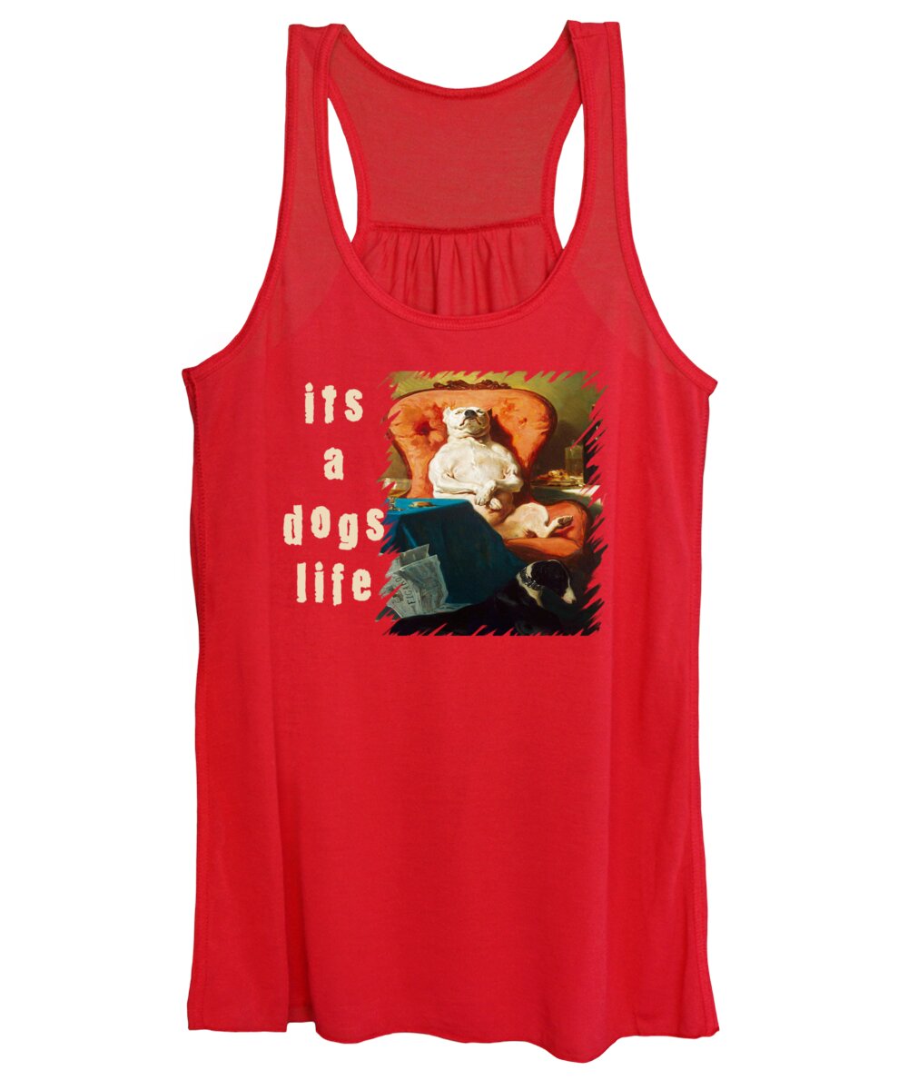 Dog Women's Tank Top featuring the mixed media Pug Dog in Armchair - Mans Best Friend by Alfred Dedreux 1856