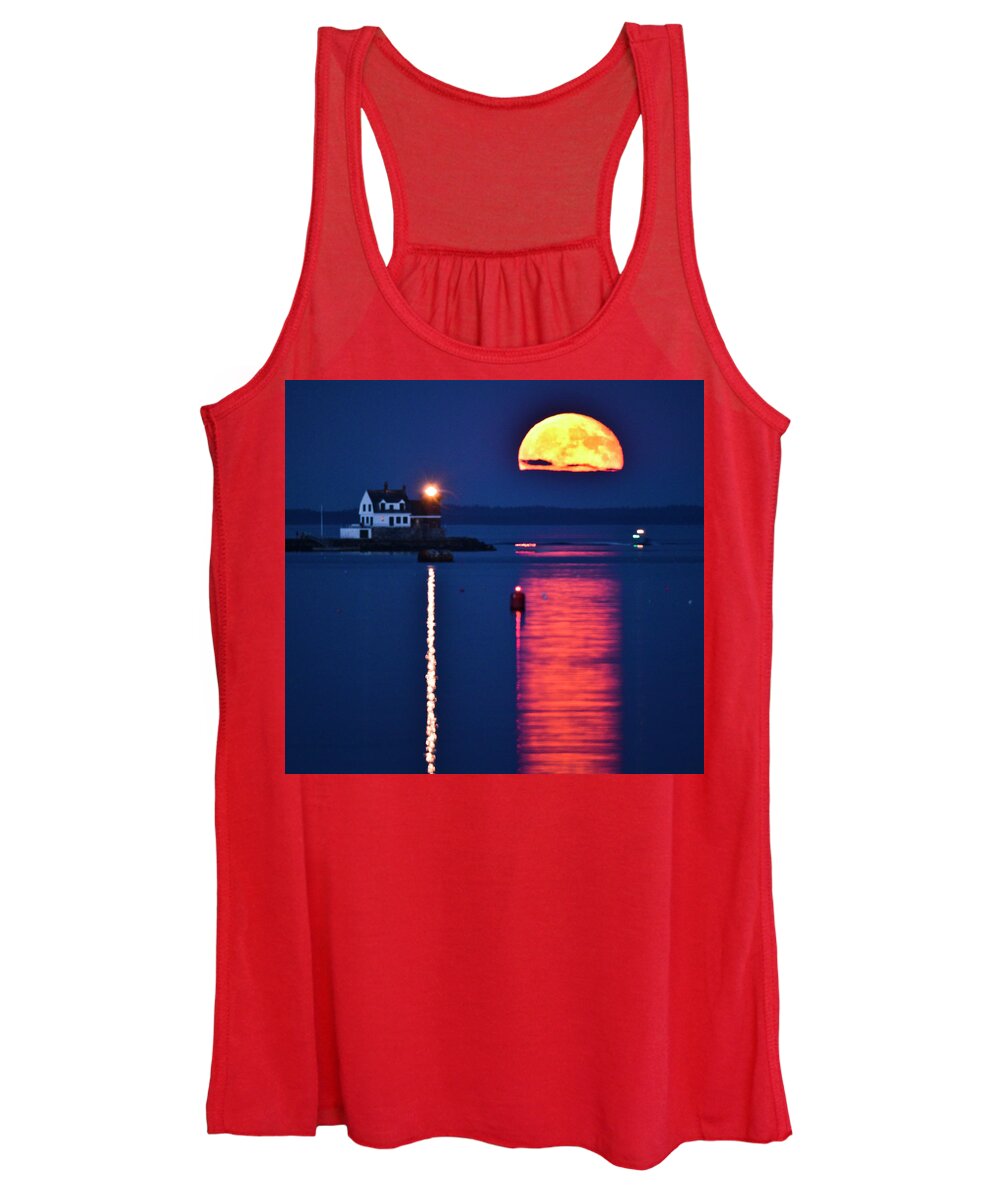 Moon Women's Tank Top featuring the photograph Racing with the Moon by Jeff Cooper