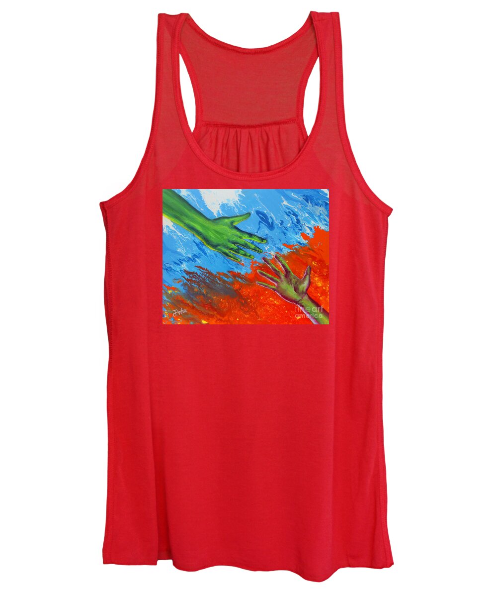 Hands Women's Tank Top featuring the painting Reaching for Life by Jerome Wilson