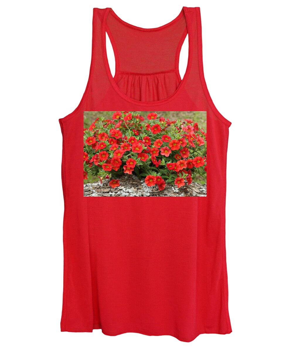 Nature Women's Tank Top featuring the photograph Red Calibrachoa Flowers by Sheila Brown
