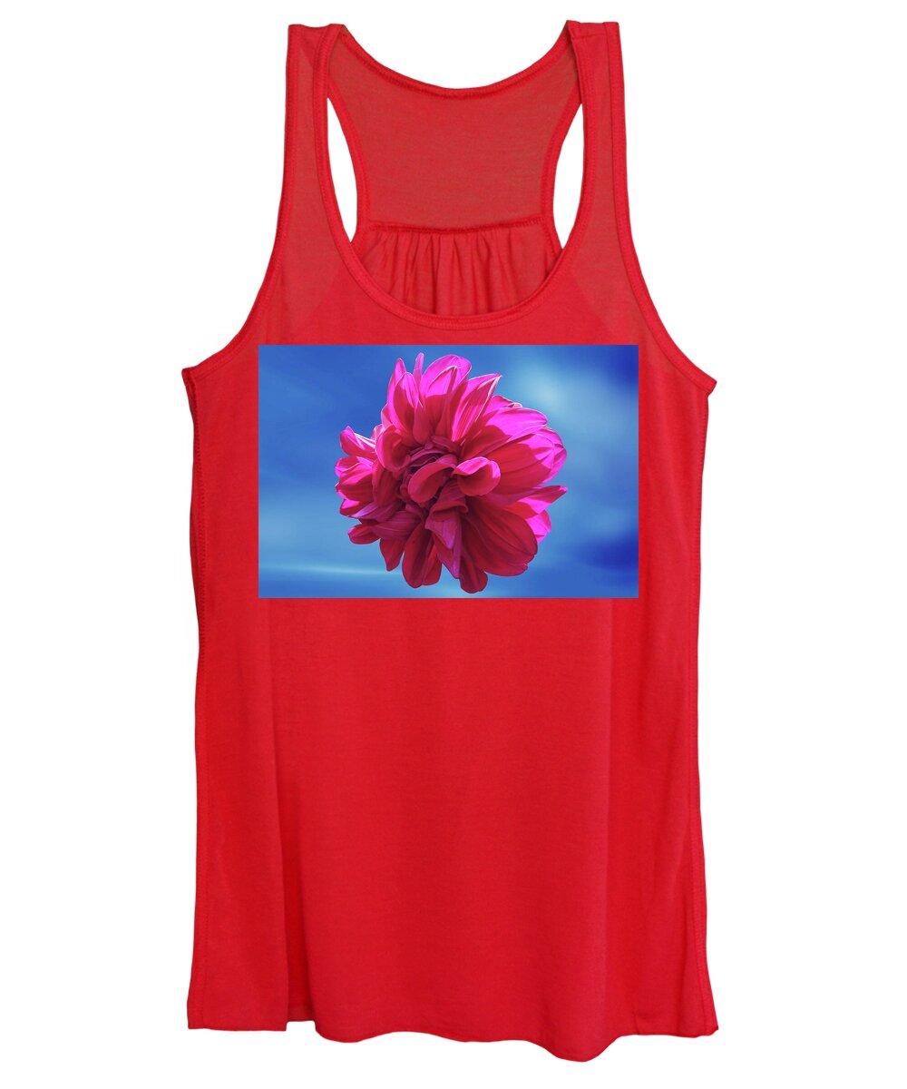 Blossom Women's Tank Top featuring the photograph Red Dahlia flower by Ridwan Photography