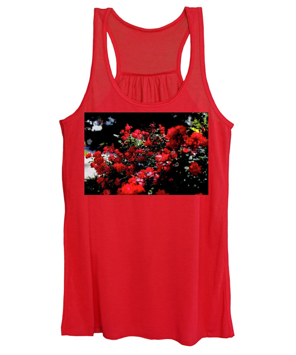 Flowers Women's Tank Top featuring the digital art Red on Red by Ed Stines
