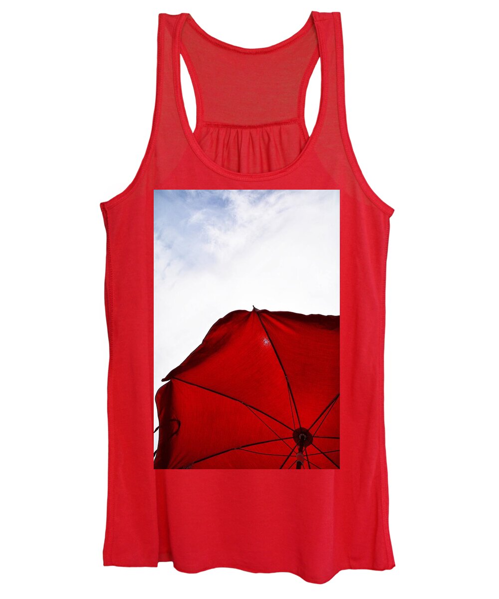Red Women's Tank Top featuring the photograph Red Parasol by Koji Nakagawa