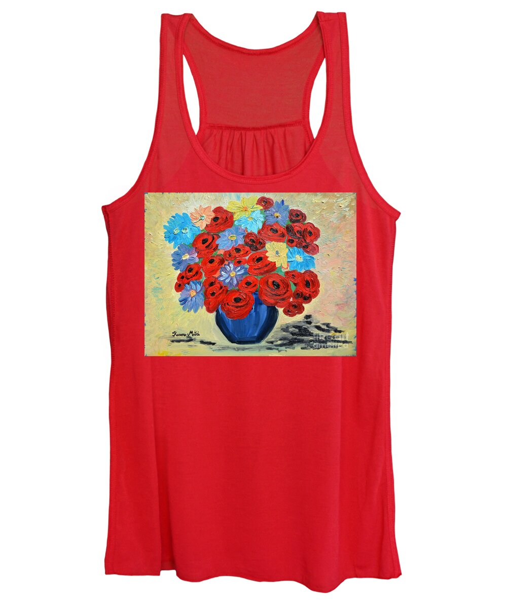 Poppies Women's Tank Top featuring the painting Red Poppies and All Kinds of Daisies by Ramona Matei