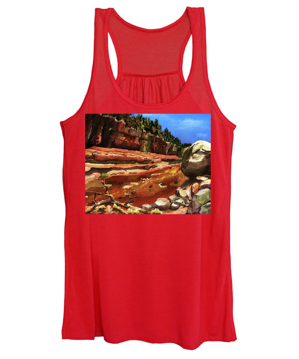 Red Rock Women's Tank Top featuring the digital art Red Rock Canyon by Ken Taylor