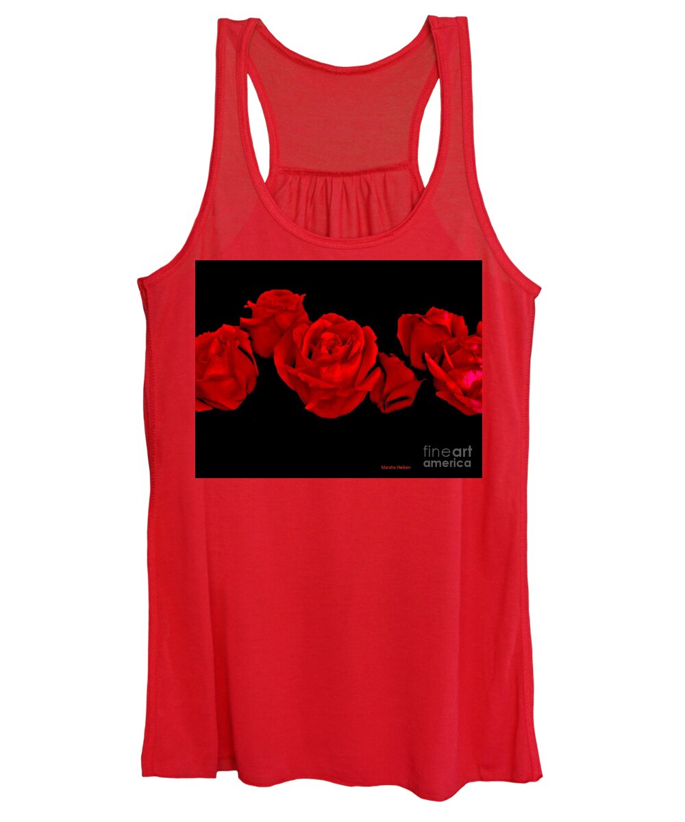 Photo Women's Tank Top featuring the photograph Red Rose Chorus Line by Marsha Heiken