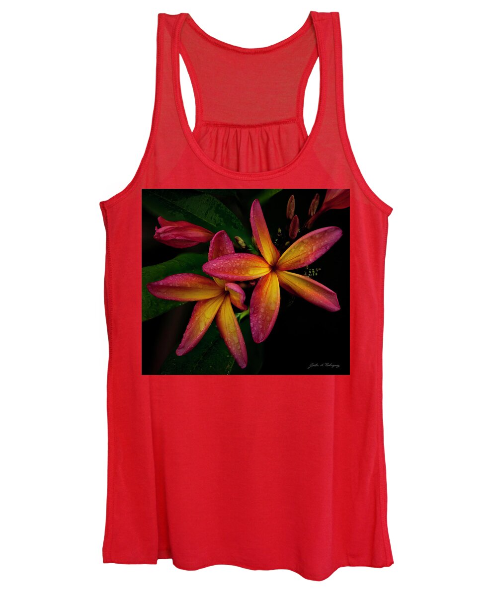 Plumeria Women's Tank Top featuring the photograph Red/Yellow Plumeria in Bloom by John A Rodriguez