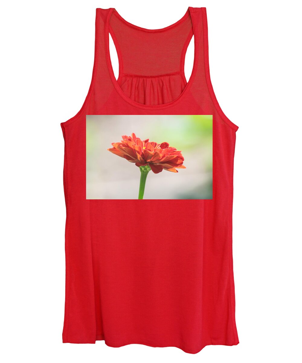 Red Zinnia Women's Tank Top featuring the photograph Red Zinnia Macro by Mary Ann Artz