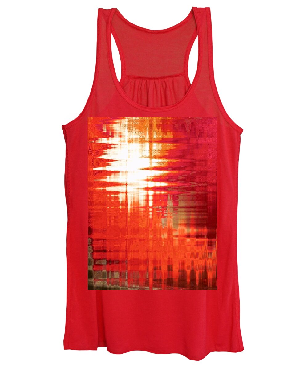 Beach Women's Tank Top featuring the mixed media Reflections Sunset by Sharon Williams Eng